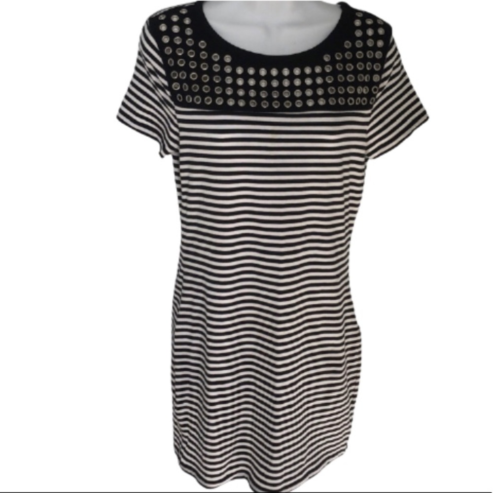 MICHAEL KORS striped mini dress with metal grommet